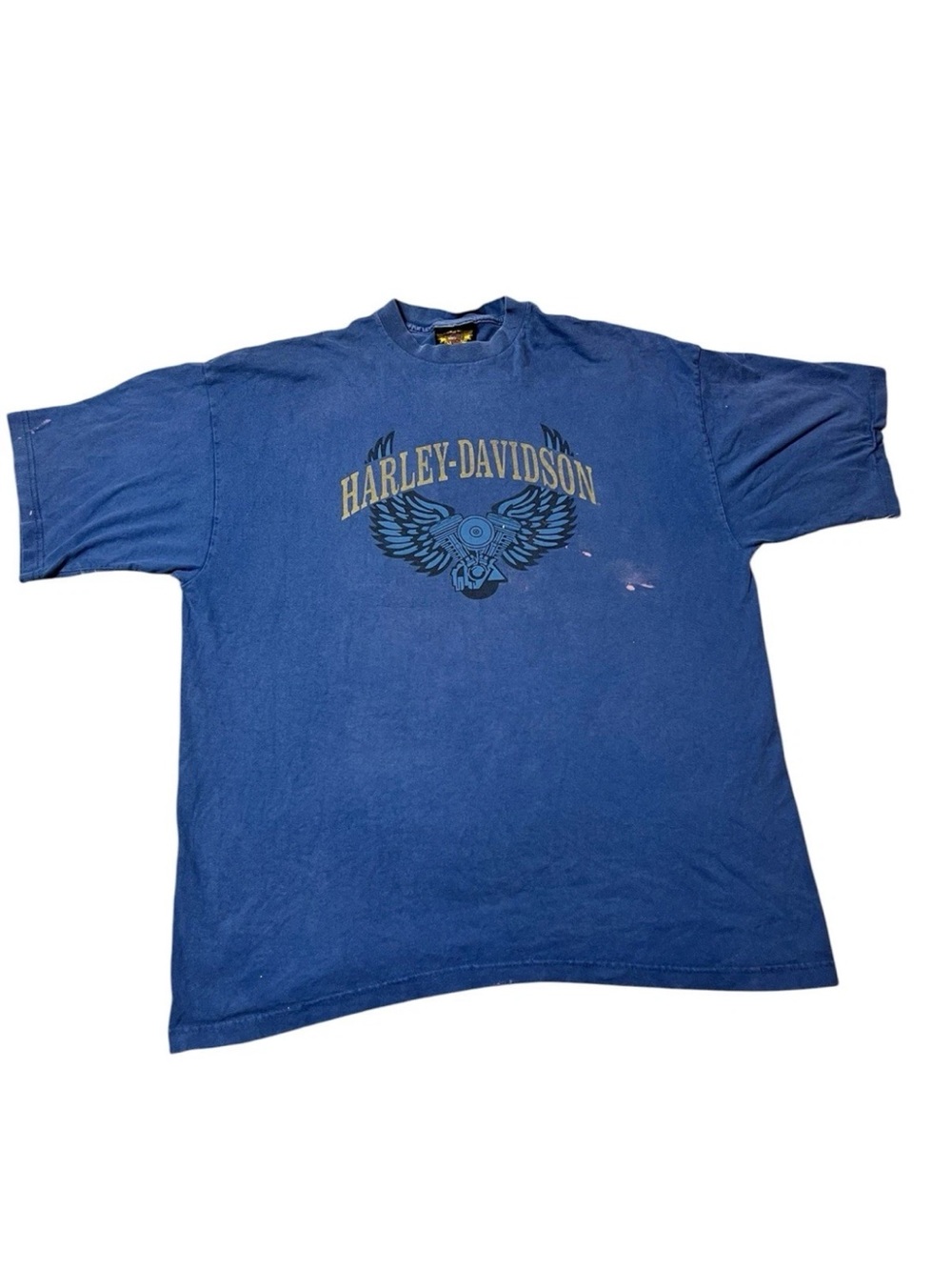 Vintage 90s Harley Davidson Blue Men’s Engine Wings Shirt